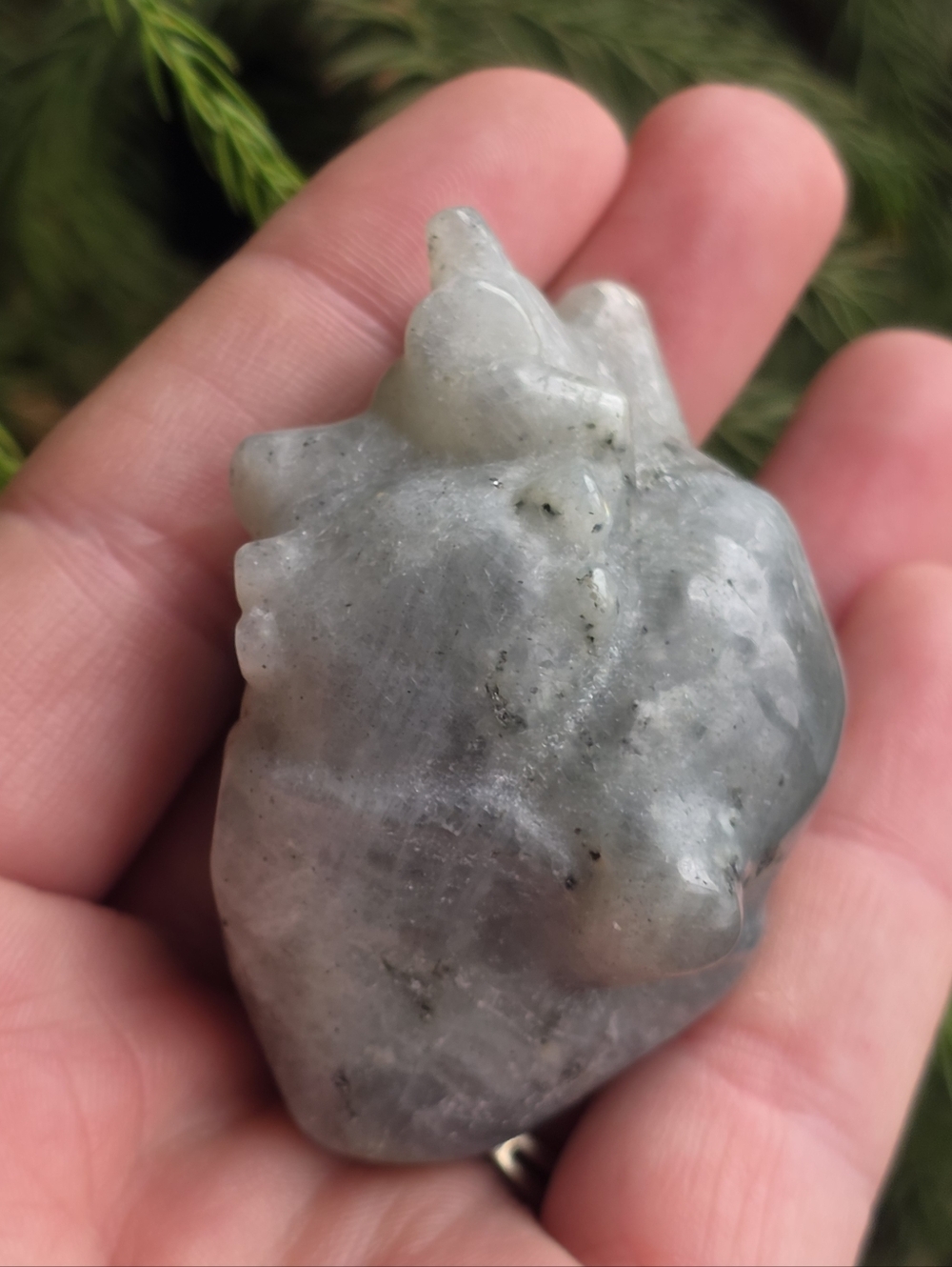 🩶 Labradorite Anatomical Heart Carving – 2.3” Gothic Crystal 🩶